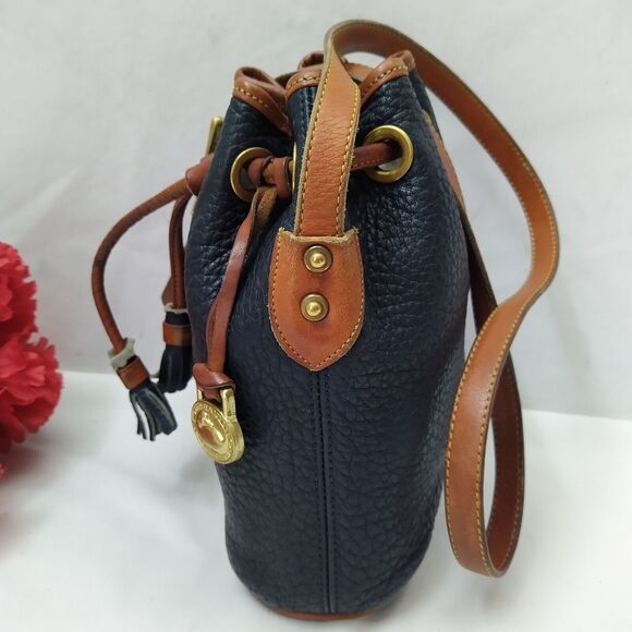 Dooney & Bourke Black Pebbled Leather Drawstring Crossbody Bag - Made in USA - Picture 7 of 16